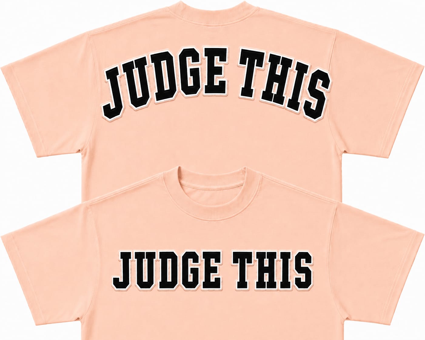 Judge This™ Embroidered French Terry T-Shirt Peach/Midnight Black