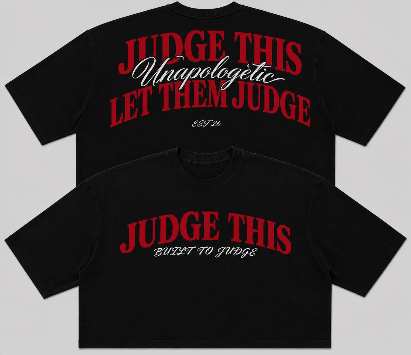 Judge This™ Built To Judge Oversized French Terry T-Shirt – Electric Blue / Red