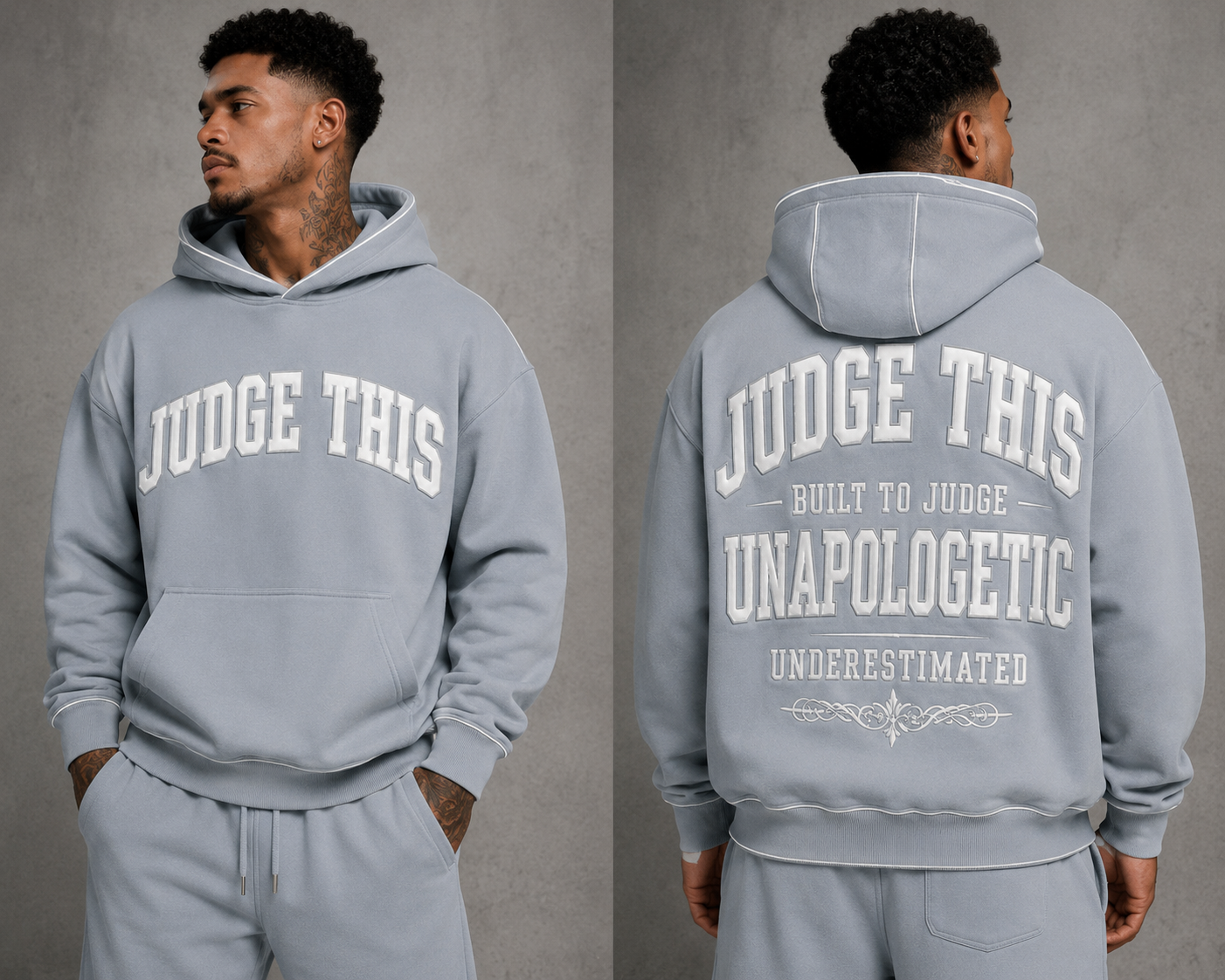 Judge This™ Built To Judge Hoodie – Grey/White
