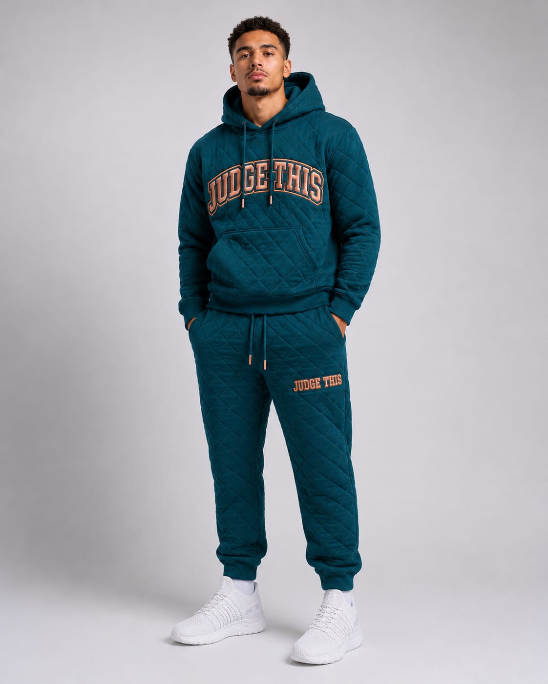 Judge This™ Quilted French Terry Set – Teal/Rose Gold