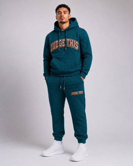 Judge This™ Quilted French Terry Set – Teal/Rose Gold