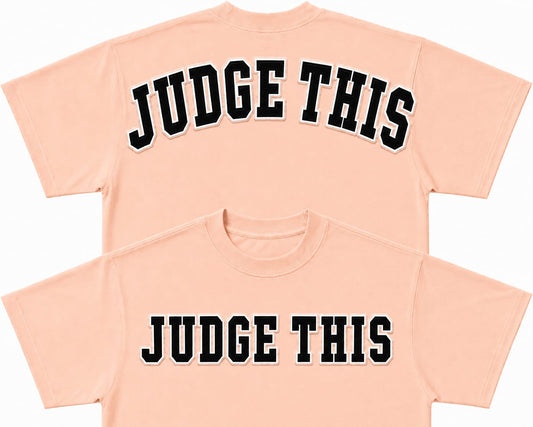 Judge This™ Embroidered French Terry T-Shirt Peach/Midnight Black