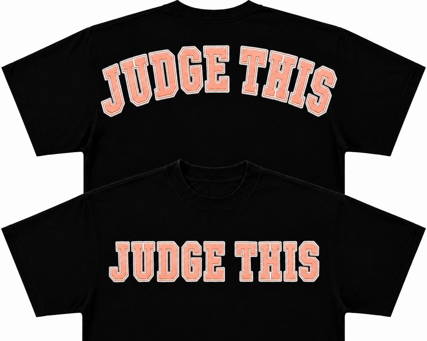 Judge This™ Embroidered French Terry T-Shirt – Black/Peach