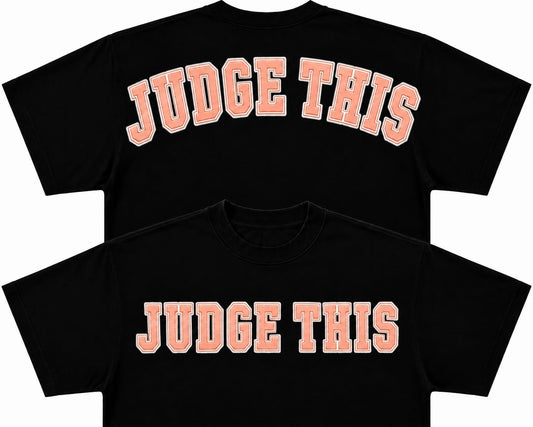 Judge This™ Embroidered French Terry T-Shirt – Black/Peach