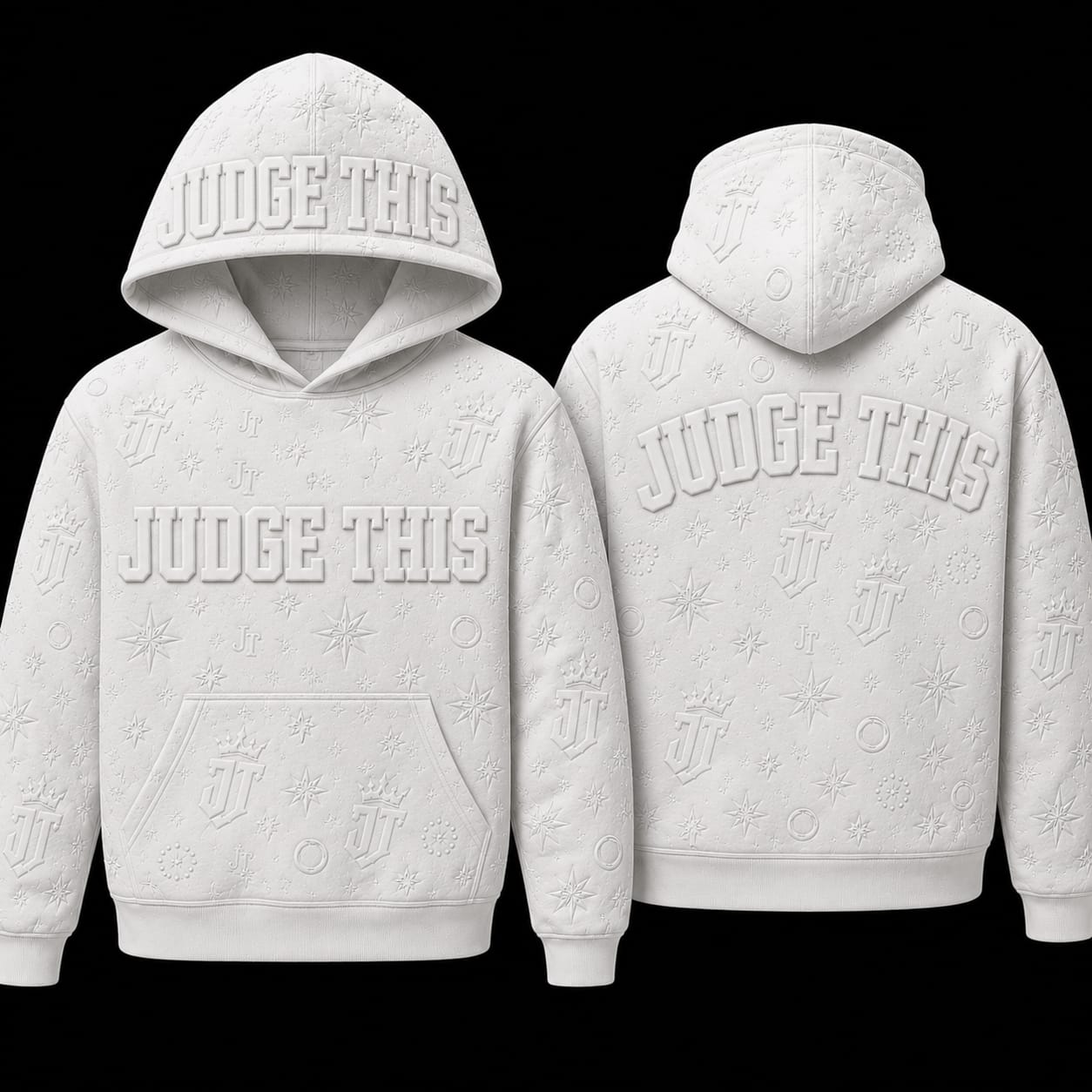 Judge This™ Monogram Hoodie – White / Cream