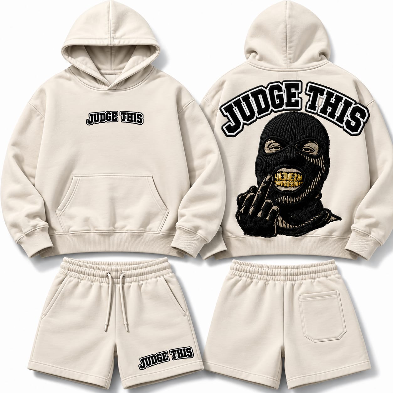 Judge This™ OG Graphic Hoodie & Shorts Set – Cream