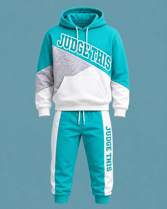 Judge This™ Kids Colour Block Hoodie & Jogger Set – Aqua