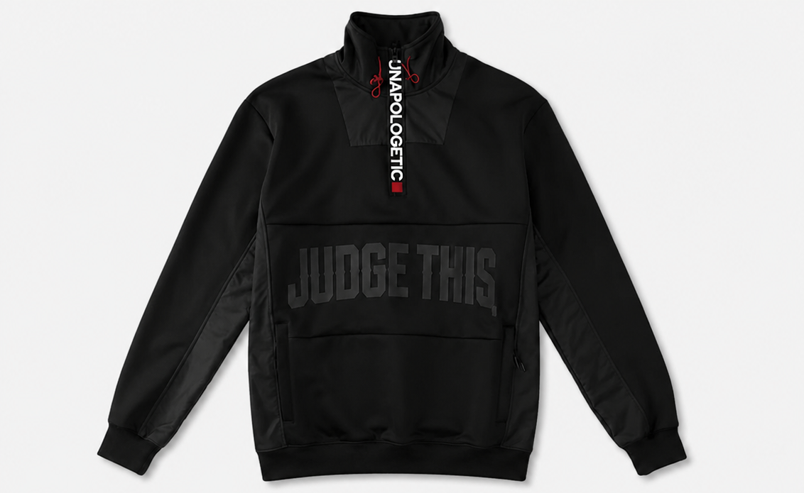 Judge This™ Unapologetic Quarter Zip Pullover – Black / White Marl