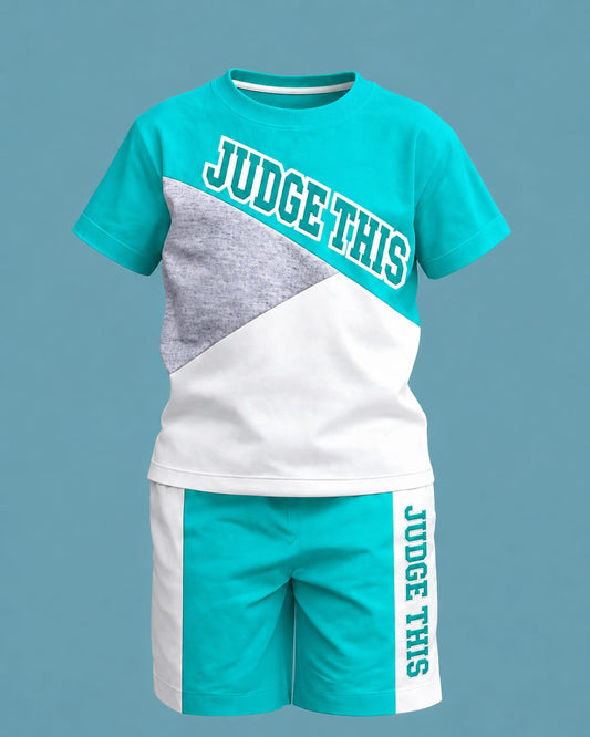 Judge This™ Colour Block T-Shirt & Shorts Set