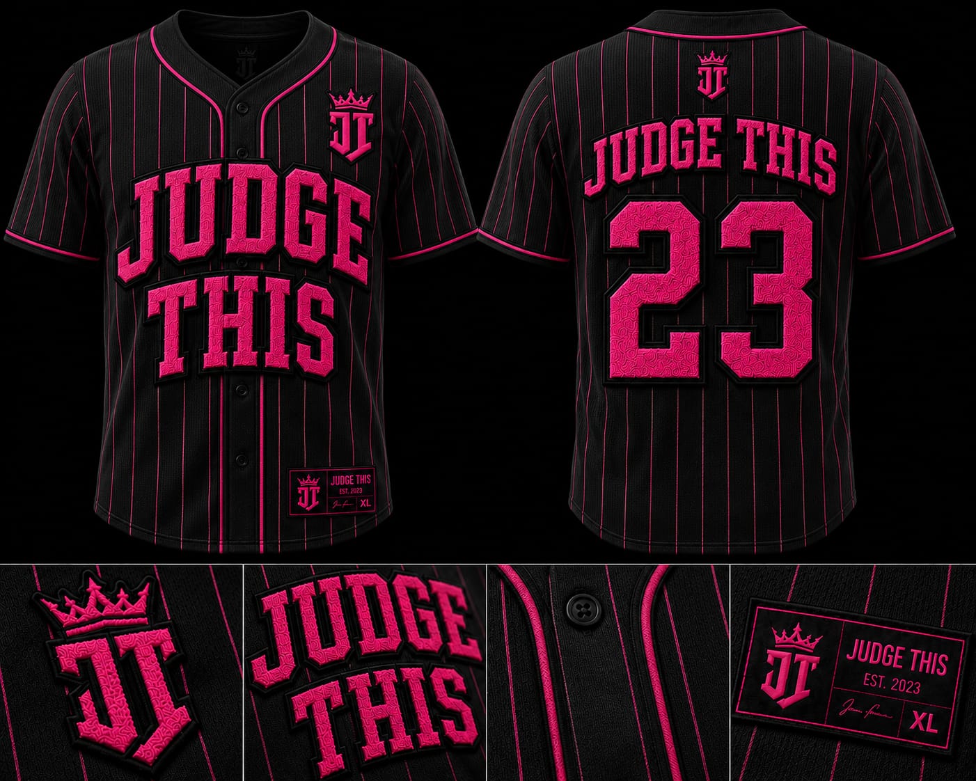 Judge This™ Baseball Jersey – Electric Blue / Hot Pink