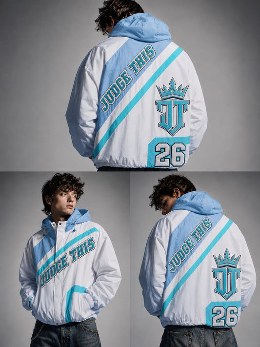 Judge This™ Windbreaker Jacket – White / Sky Blue / Baby Blue