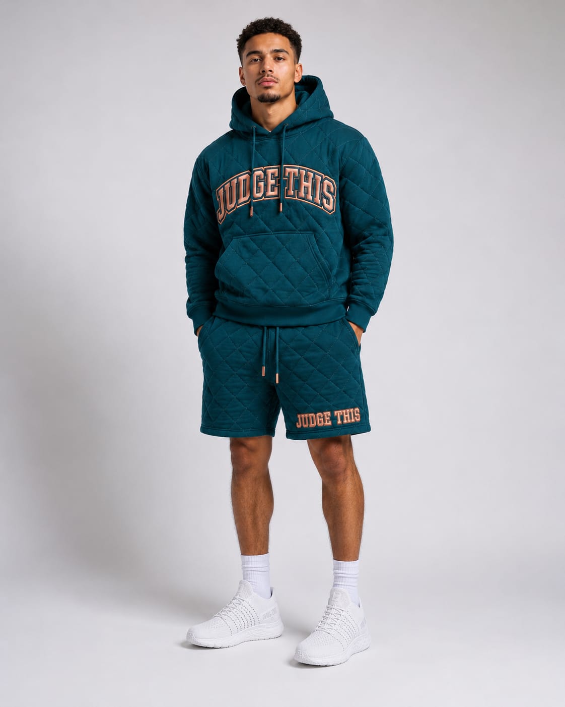 Judge This™ Quilted Hoodie & Shorts Set