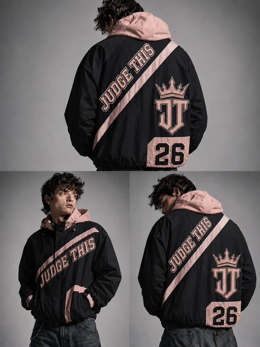 Judge This™ Windbreaker Jacket – Black / Blush Pink