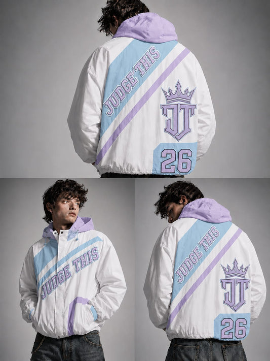 Judge This™ Windbreaker Jacket – White / Baby Blue / Lilac