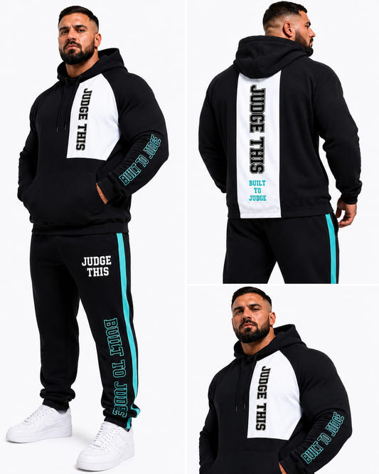 Judge This™ Built To Judge Hoodie & Trackpant Set – Black / Teal & Black / Pink