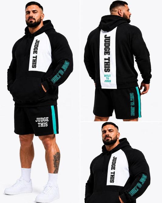 Judge This™ Built To Judge Hoodie & Shorts Set – Black / Teal & Black / Pink