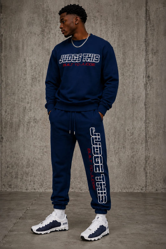 Judge This™ Built To Judge Crewneck & Track Pants Set – Navy