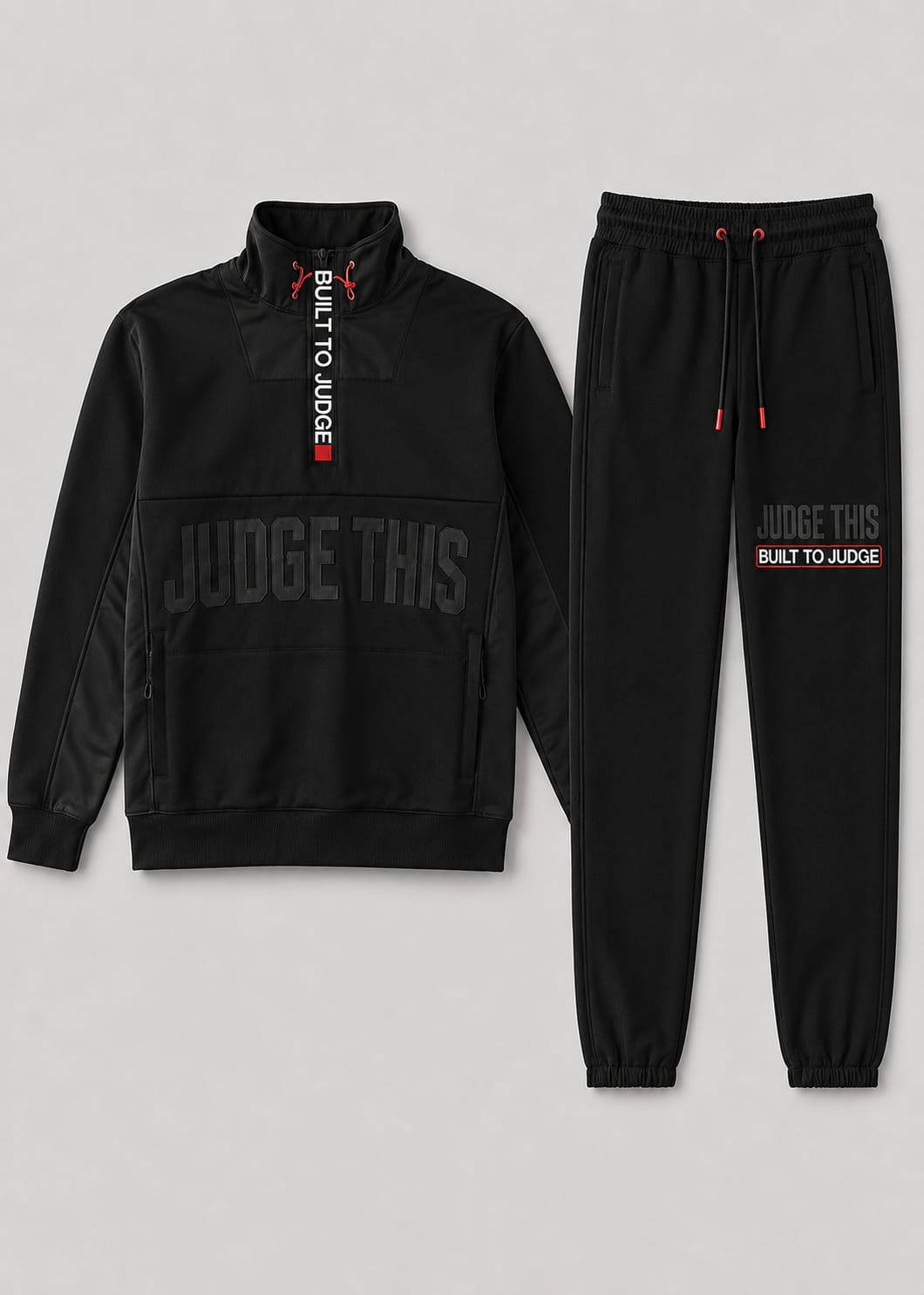 Judge This™ Built To Judge Tracksuit – Black 🖤 / White 🤍