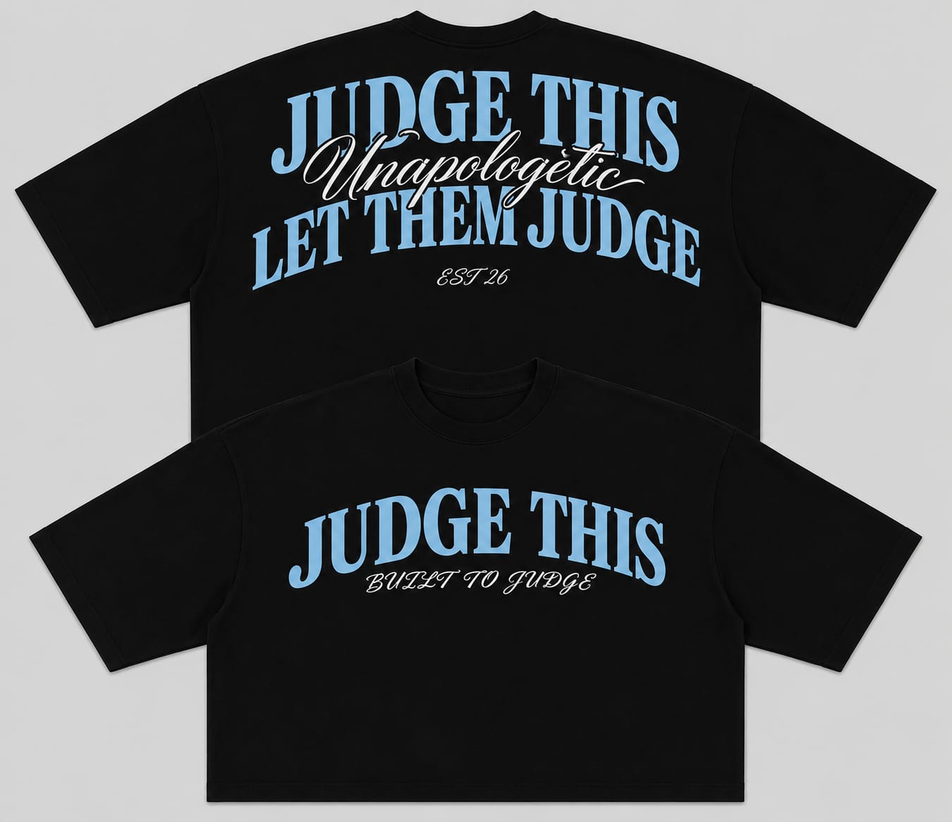 Judge This™ Built To Judge Oversized French Terry T-Shirt – Electric Blue / Red