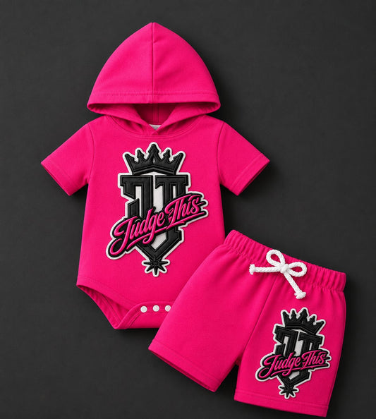 Judge This™ Crown Logo Baby Hooded Romper & Shorts Set