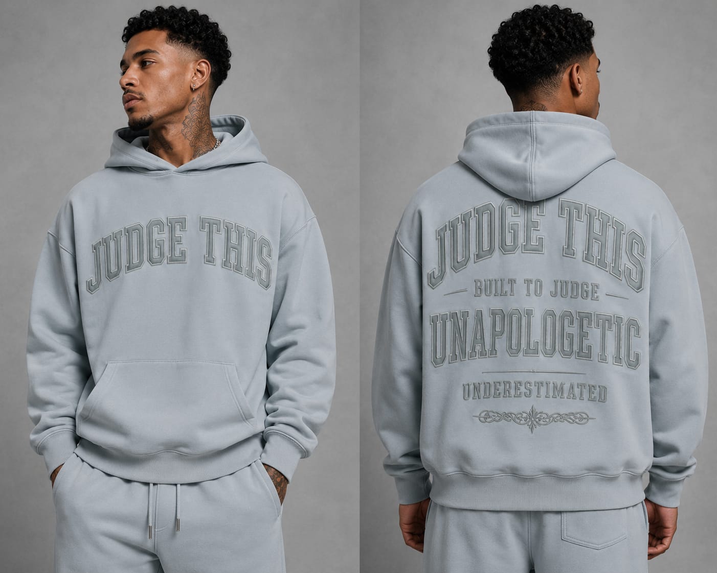 Judge This™ Built To Judge Hoodie – Grey/White
