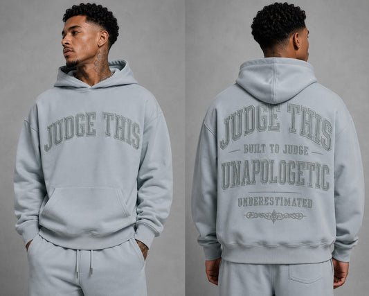 Judge This™ Built To Judge Hoodie – Grey/White