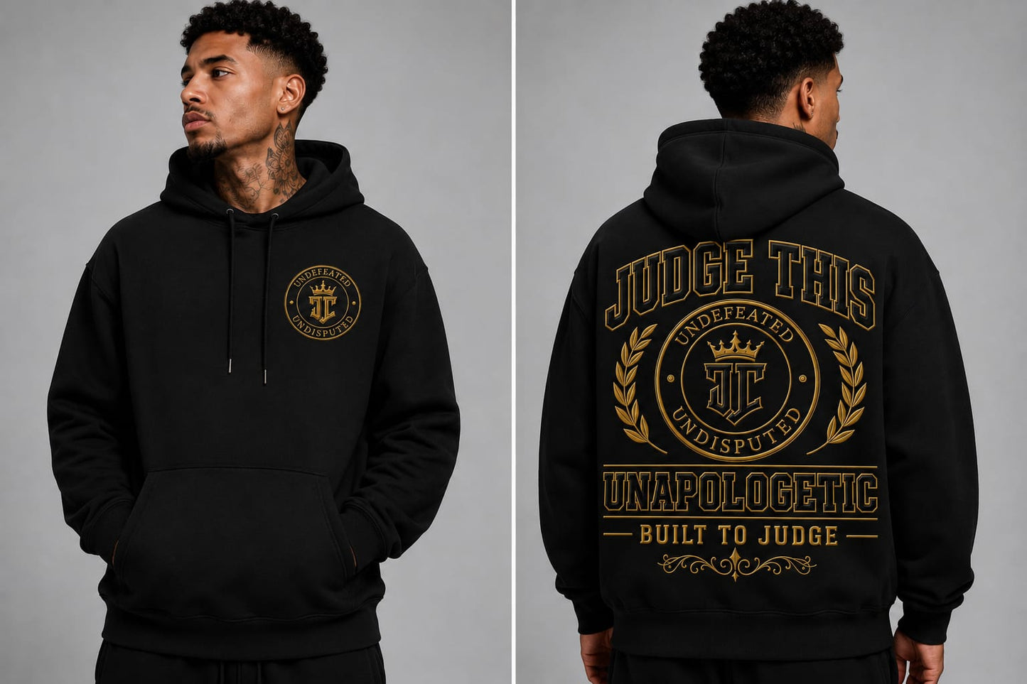 Judge This™ Undefeated Hoodie – Rose Gold / Gold