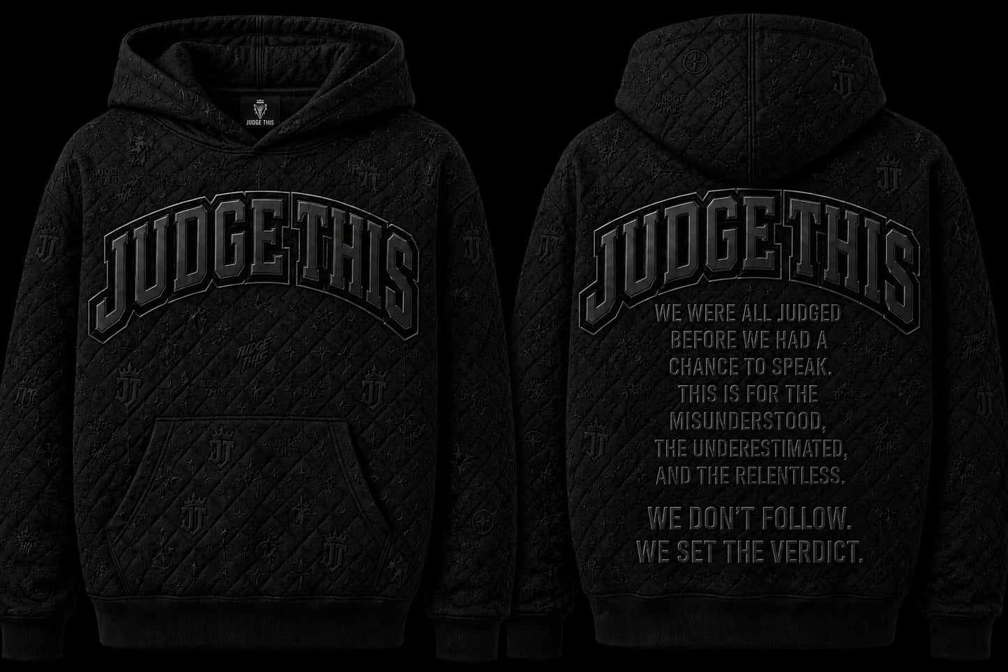 Judge This™ Quilted Monogram Hoodie - BLACK