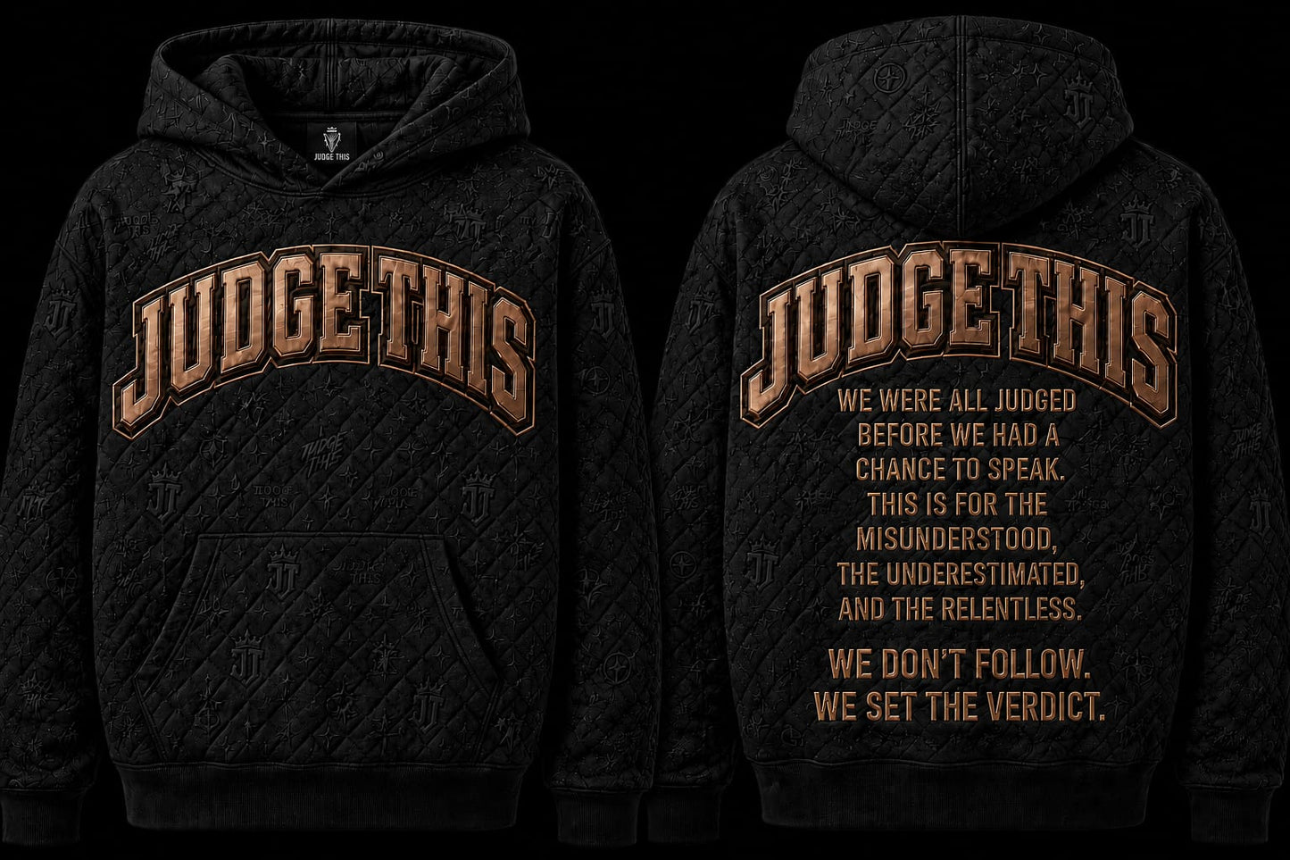 Judge This™ Quilted Monogram Hoodie - BLACK