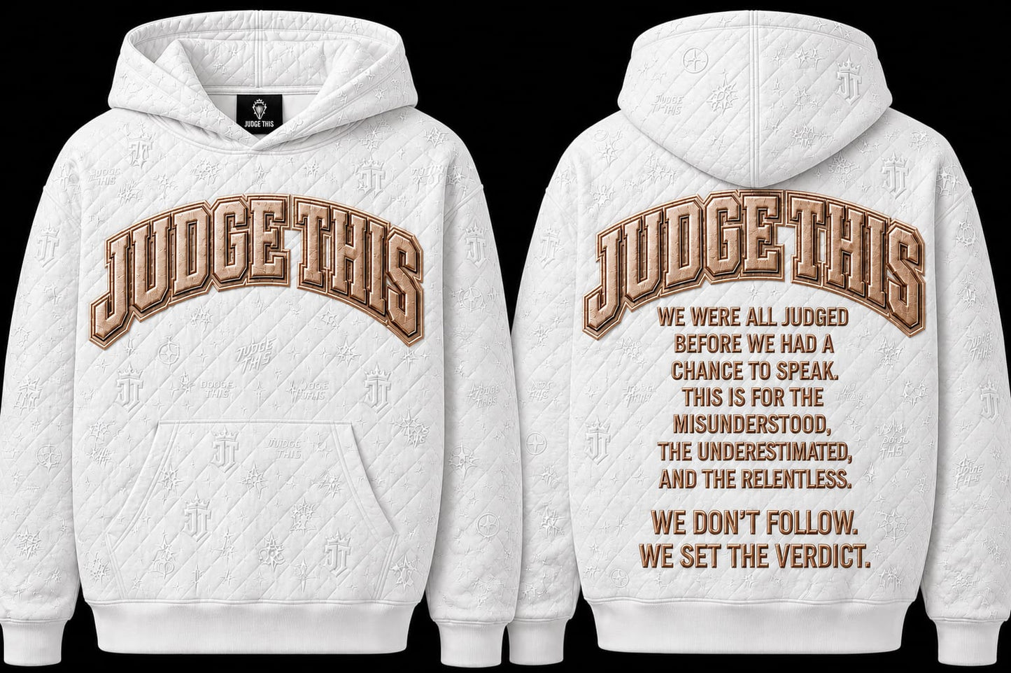 Judge This™ Quilted Monogram Hoodie - WHITE