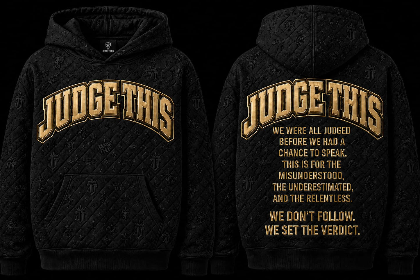 Judge This™ Quilted Monogram Hoodie - BLACK