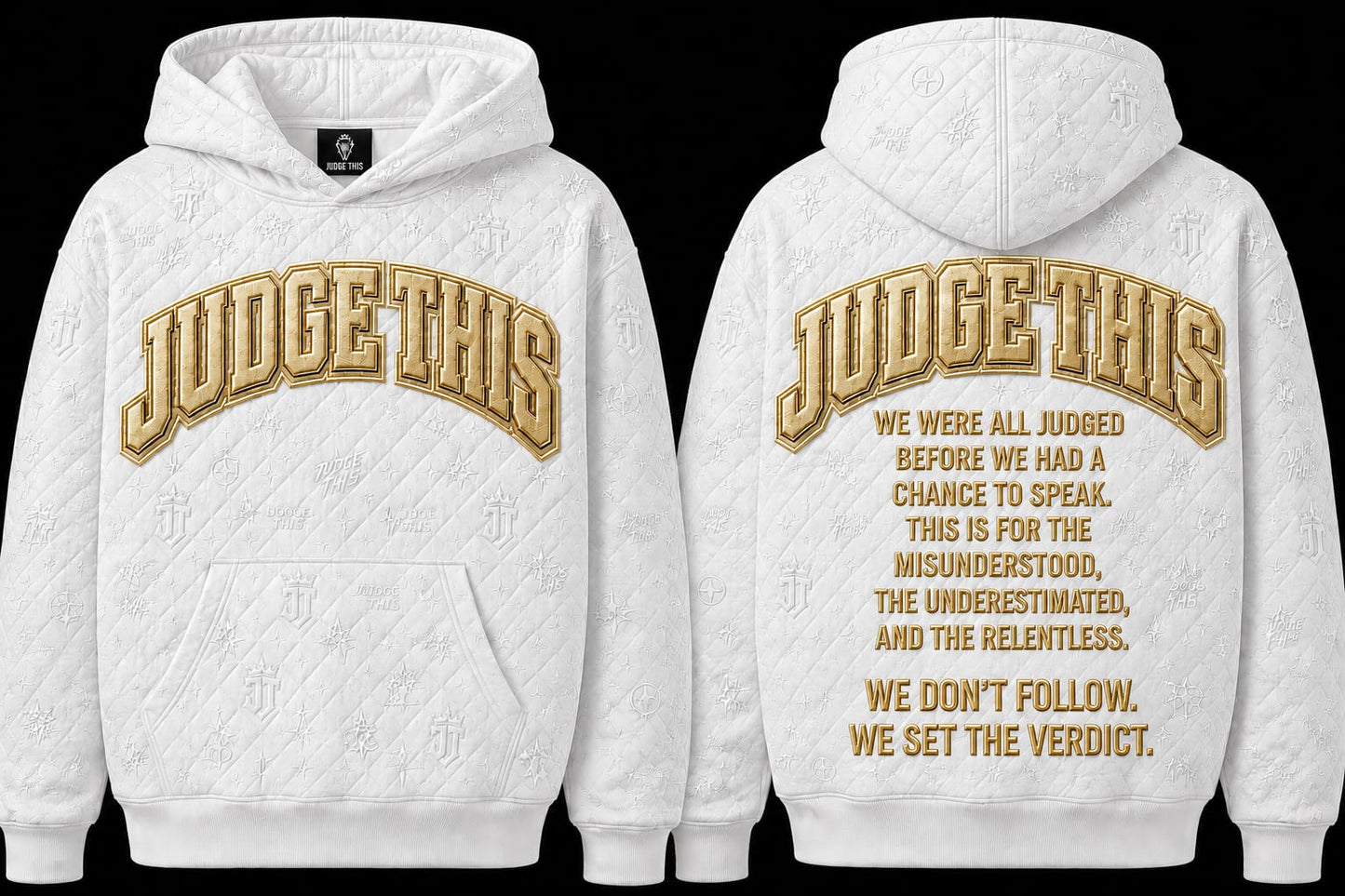 Judge This™ Quilted Monogram Hoodie - WHITE