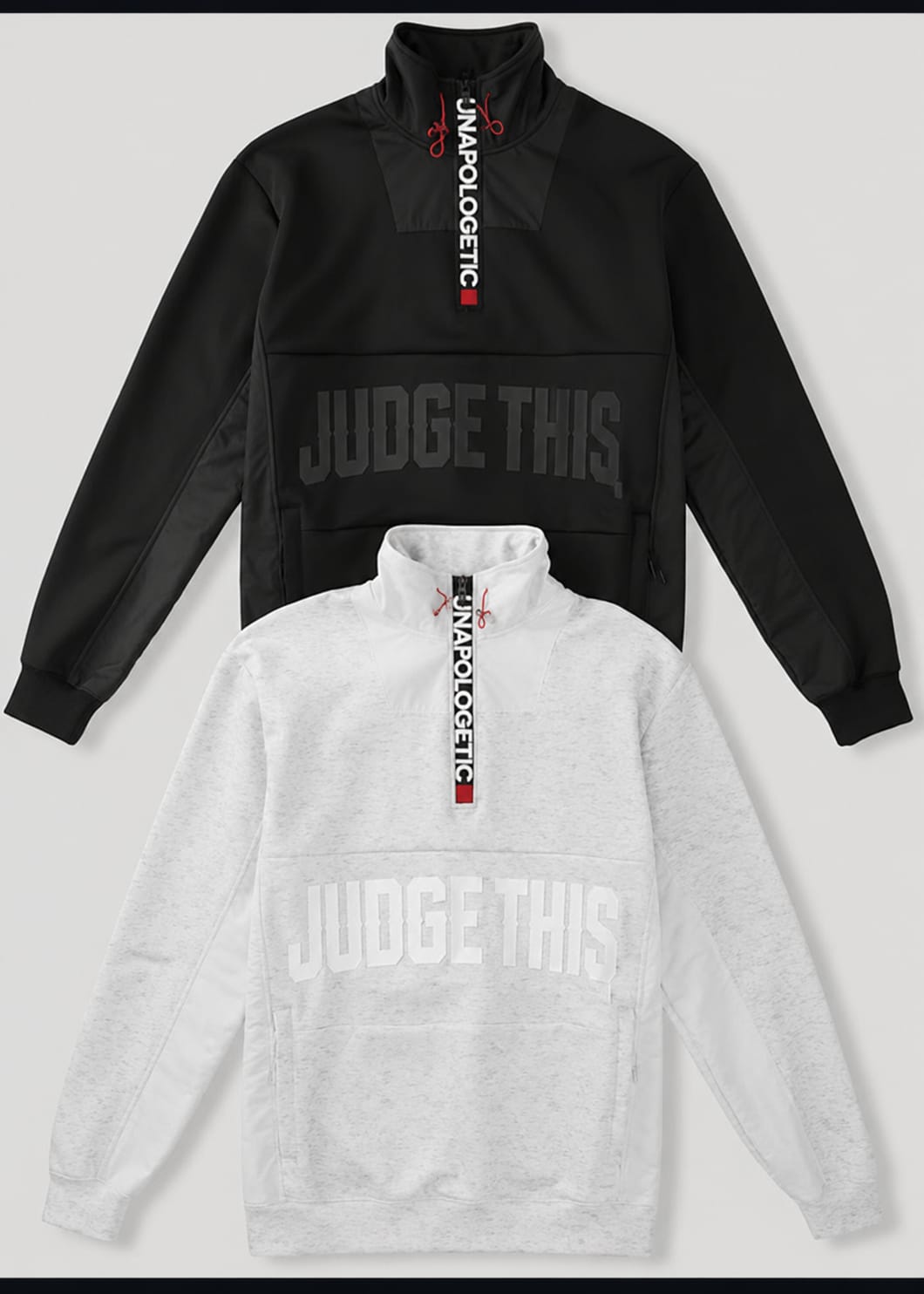 Judge This™ Unapologetic Quarter Zip Pullover – Black / White Marl