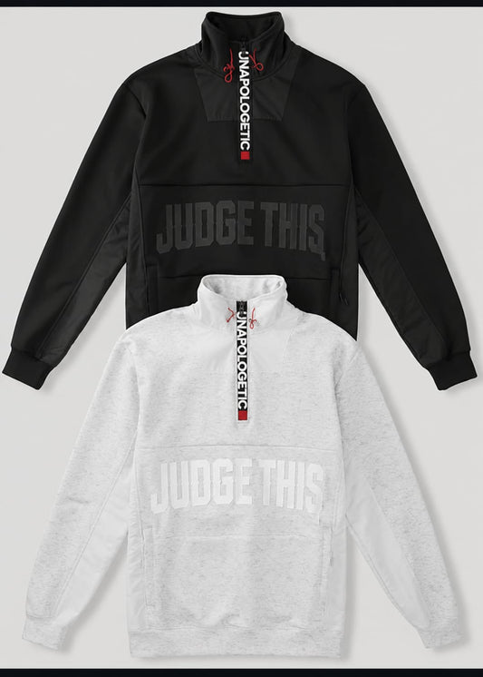 Judge This™ Unapologetic Quarter Zip Pullover – Black / White Marl