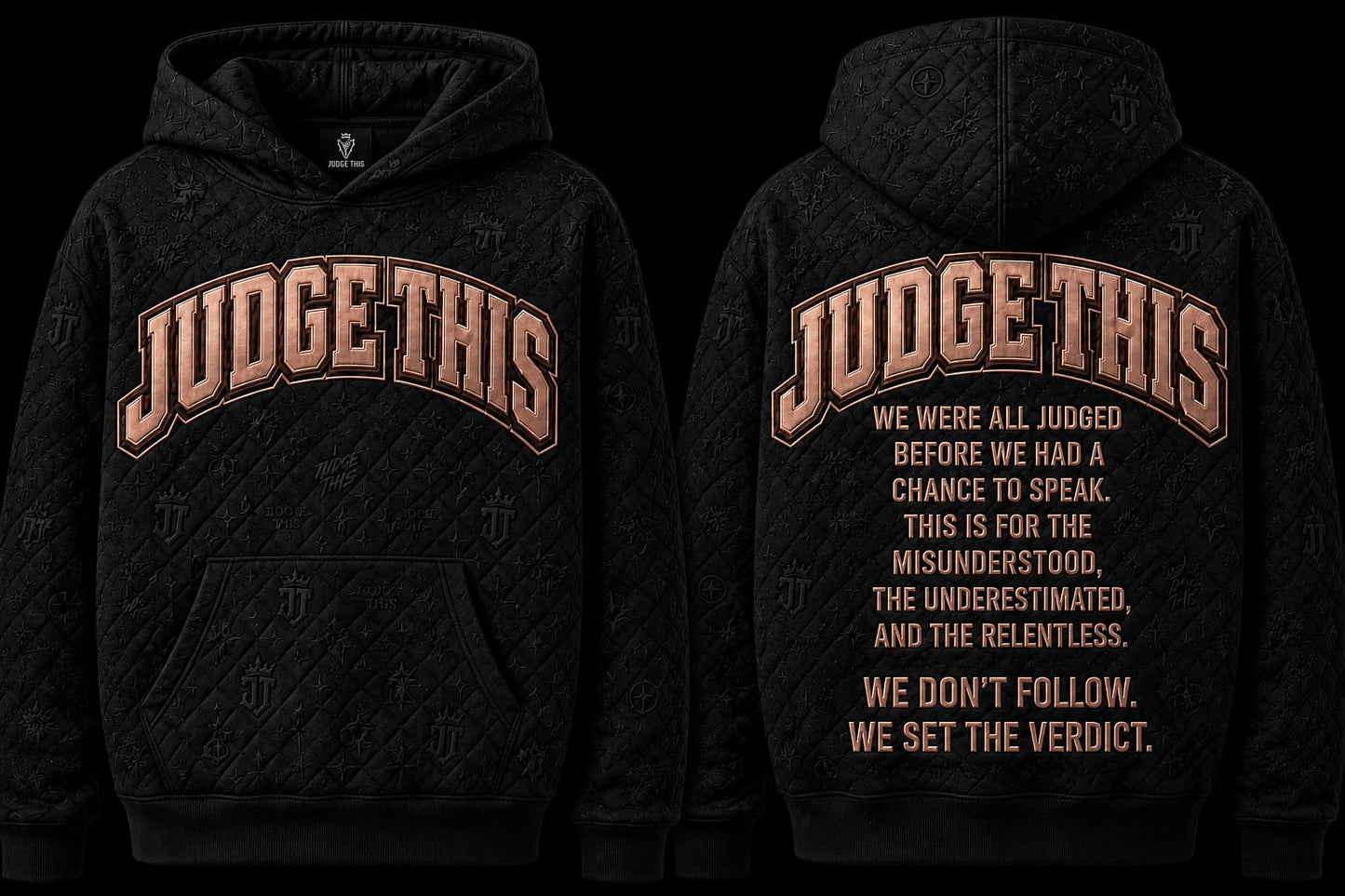 Judge This™ Quilted Monogram Hoodie - BLACK