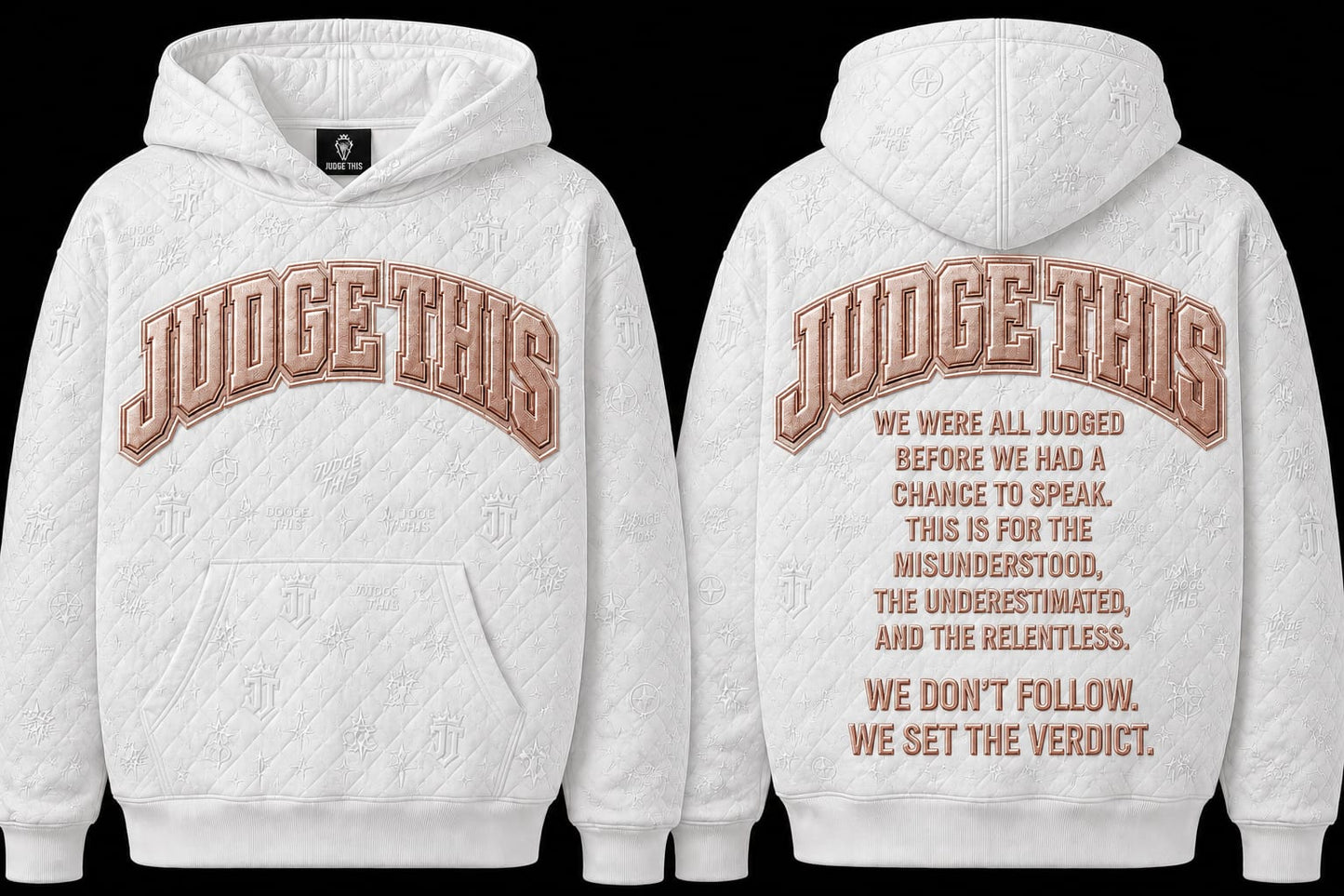 Judge This™ Quilted Monogram Hoodie - WHITE