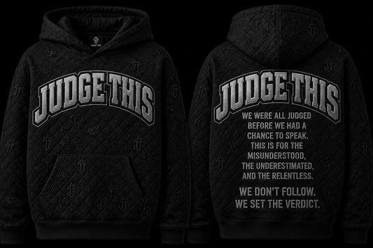 Judge This™ Quilted Monogram Hoodie - BLACK
