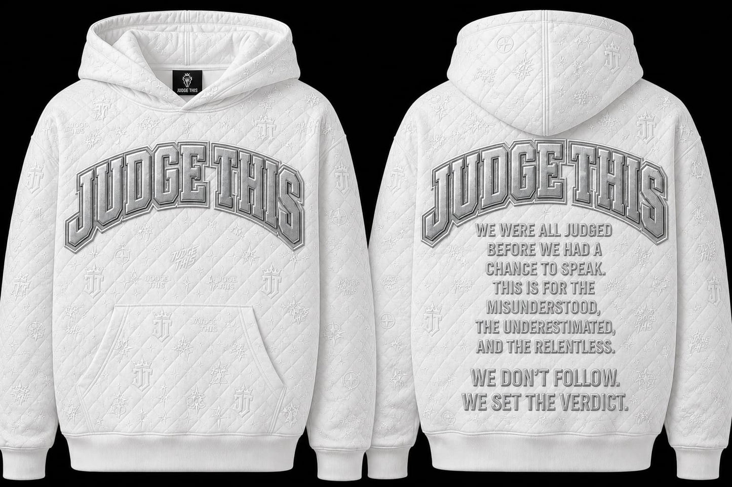 Judge This™ Quilted Monogram Hoodie - WHITE