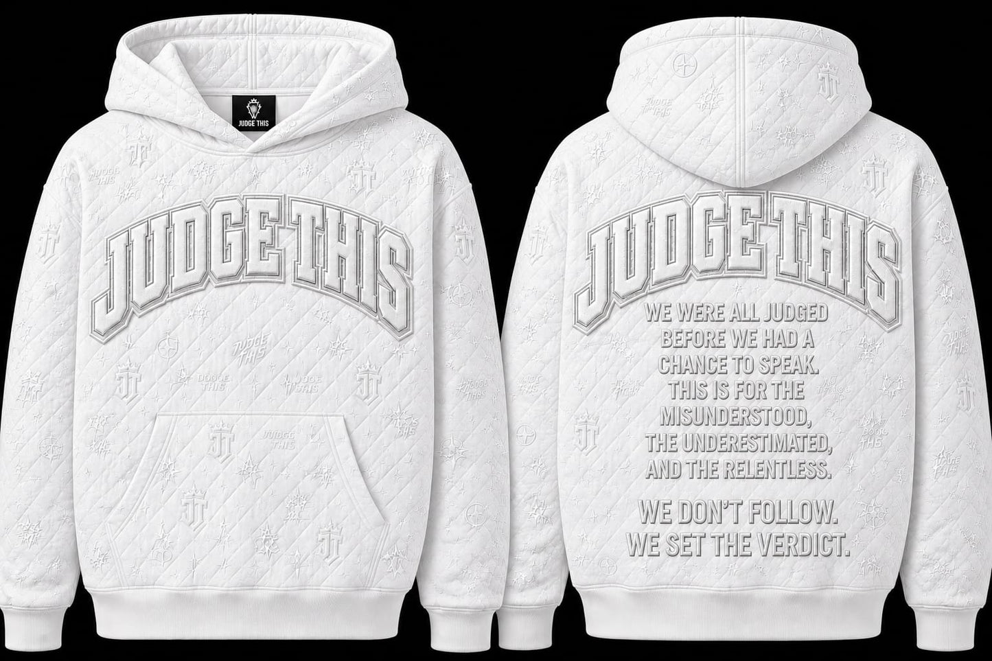 Judge This™ Quilted Monogram Hoodie - WHITE